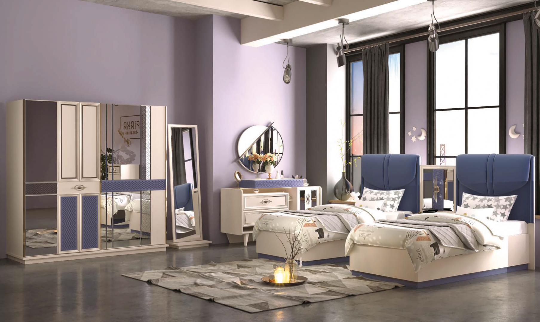 Blue Recital Teen Bedroom