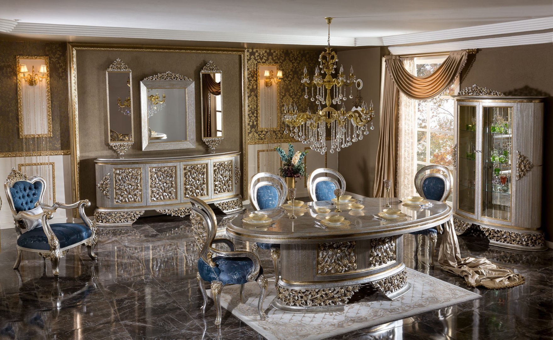 Silver Klasik Yemek Odası Takımı